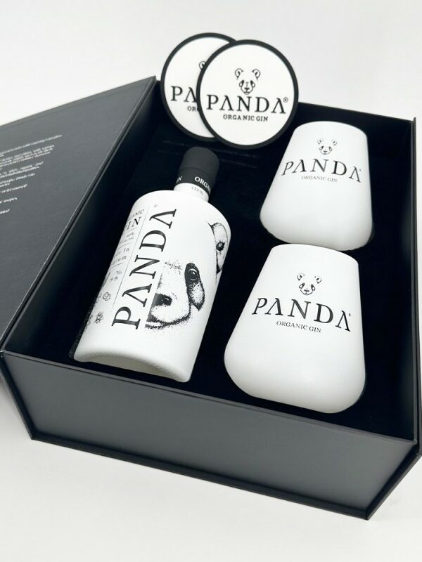 Coffret Panda Bio Gin + 2 verres + 2 dessous de verre - 70cl - 40°