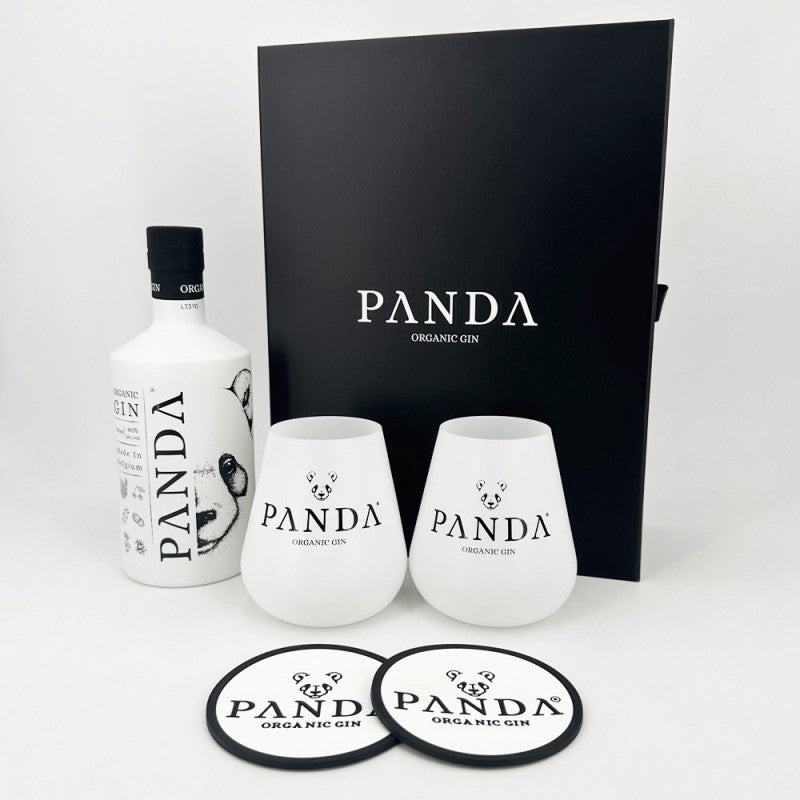 Coffret Panda Bio Gin + 2 verres + 2 dessous de verre - 70cl - 40°