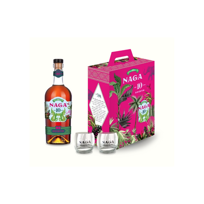 Coffret Naga 10 ans Siam Edition et 2 verres - 70cl - 40°