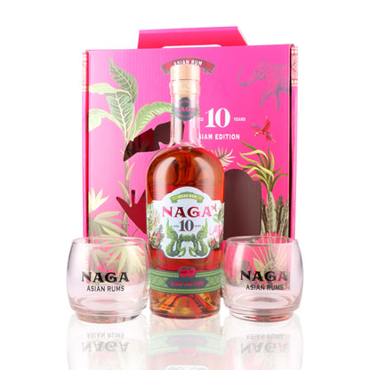 Coffret Naga 10 ans Siam Edition et 2 verres - 70cl - 40°