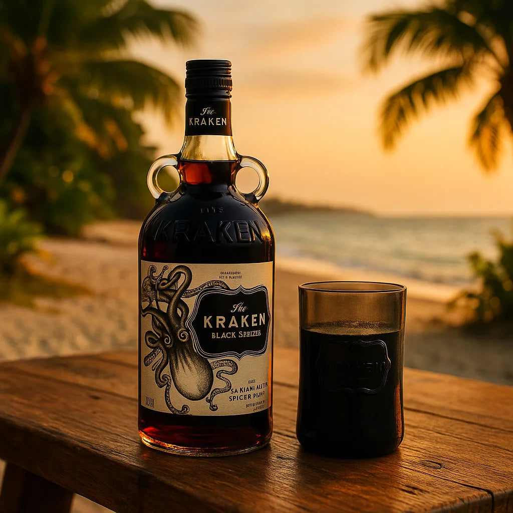 Coffret rhum Kraken Black Spiced 1 litre avec son verre assorti