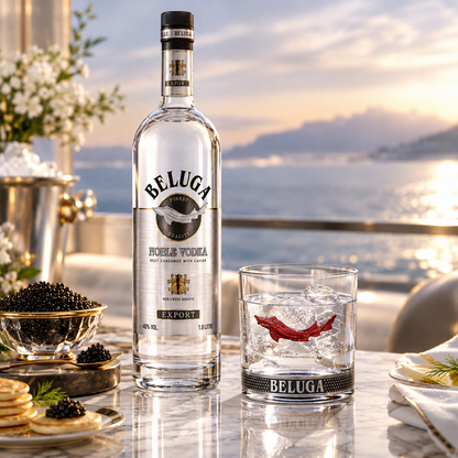 Coffret vodka Beluga Noble 70 cl avec son verre de dégustation