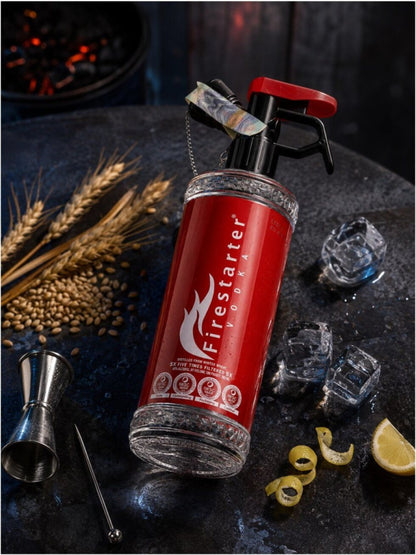 Bouteille de vodka Firestarter en forme d’extincteur rouge